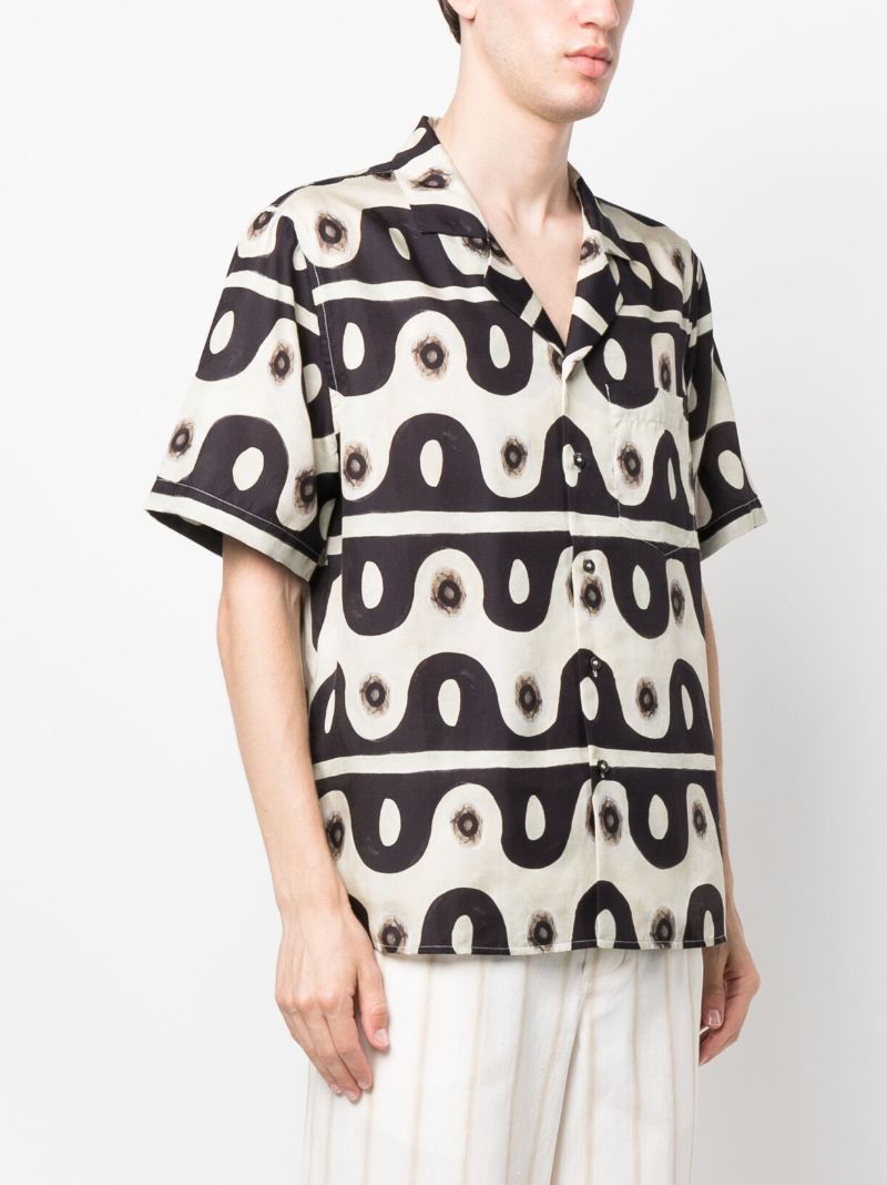Neutral Jungle Wave Camp Collar Shirt