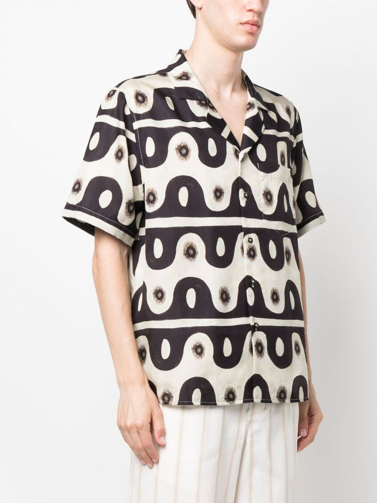Neutral Jungle Wave Camp Collar Shirt