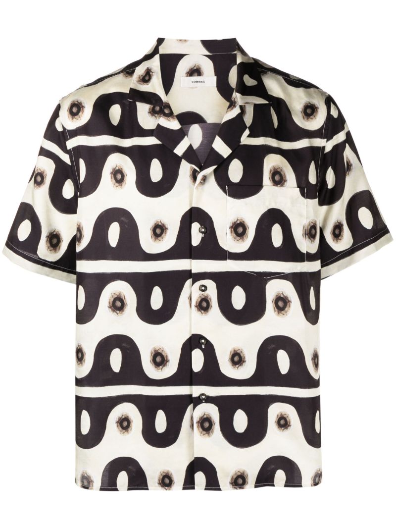 Neutral Jungle Wave Camp Collar Shirt
