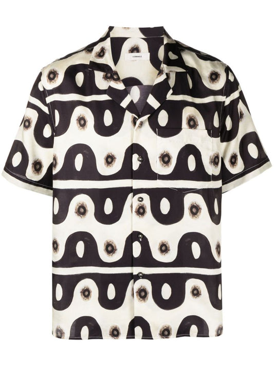 Neutral Jungle Wave Camp Collar Shirt