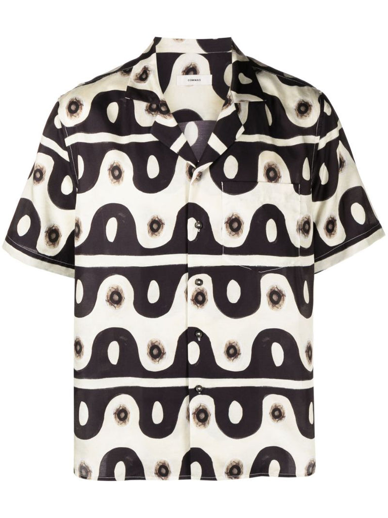 Neutral Jungle Wave Camp Collar Shirt