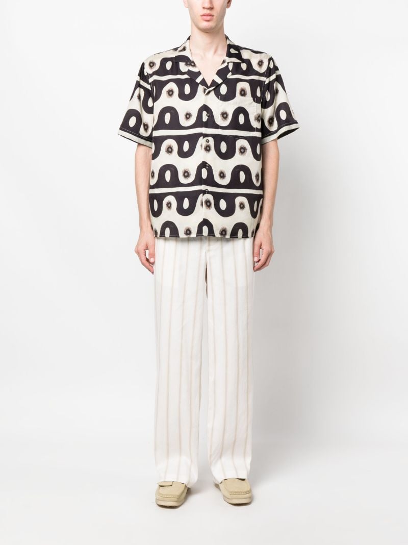 Neutral Jungle Wave Camp Collar Shirt
