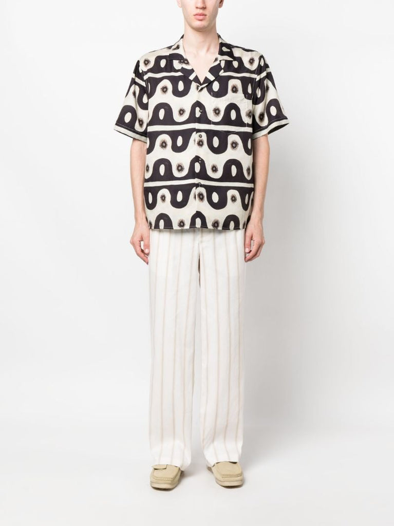 Neutral Jungle Wave Camp Collar Shirt