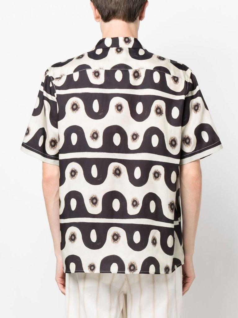 Neutral Jungle Wave Camp Collar Shirt