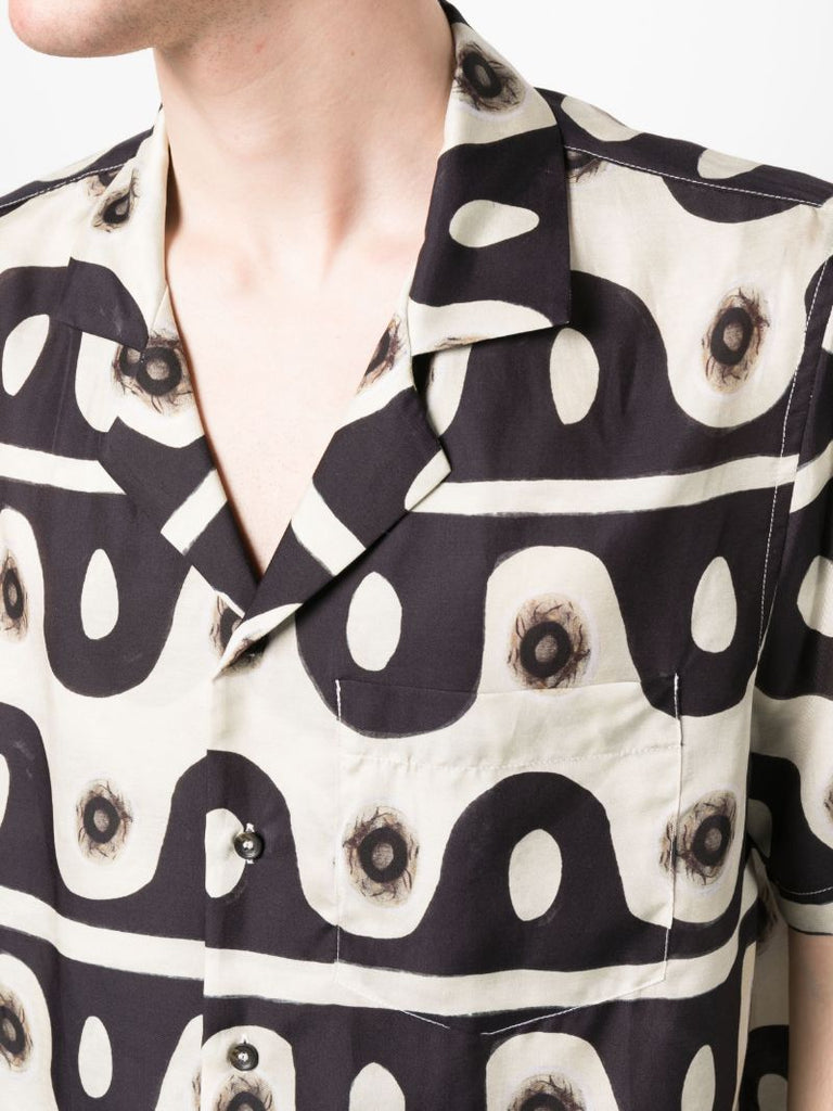 Neutral Jungle Wave Camp Collar Shirt