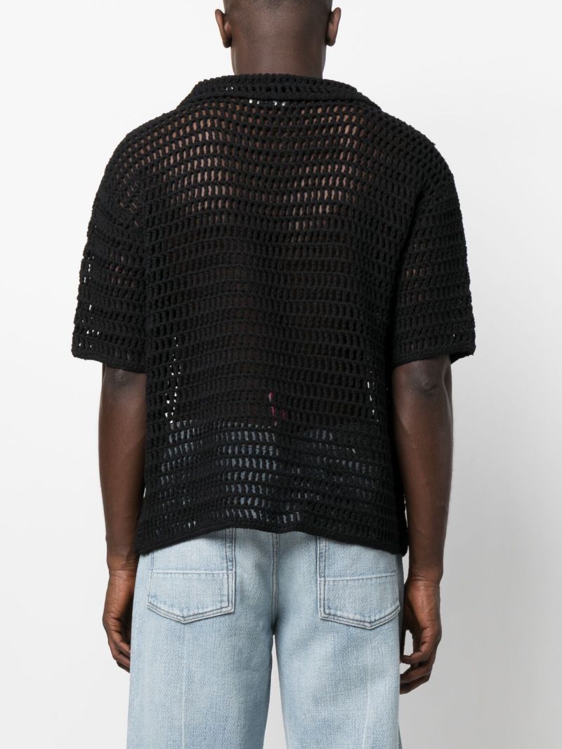 Black Crochet Polo Shirt