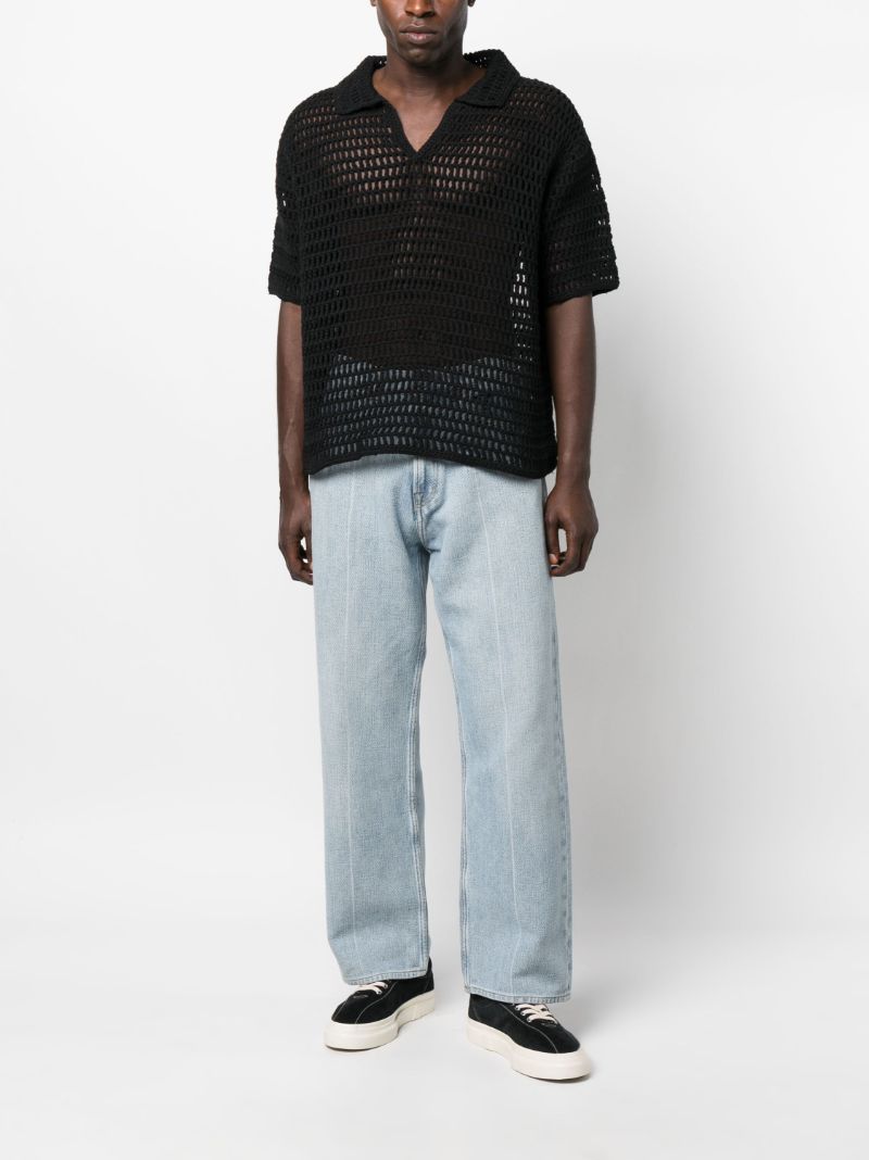 Black Crochet Polo Shirt