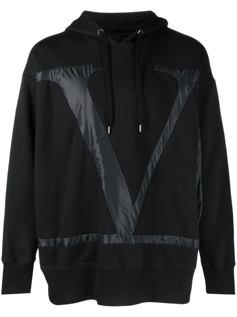 Black Vlogo AplliquÃ_x0083_Â© Cotton Hoodie