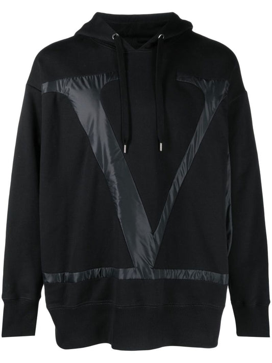 Black Vlogo AplliquÃ_x0083_Â© Cotton Hoodie