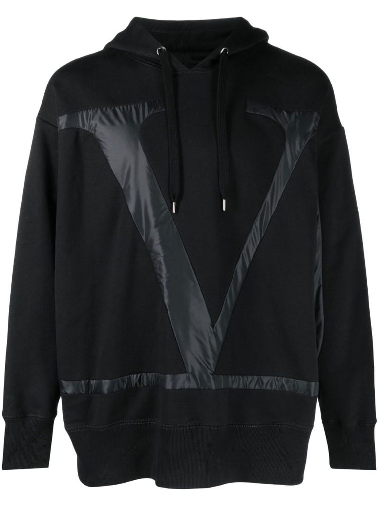 Black Vlogo AplliquÃ_x0083_Â© Cotton Hoodie