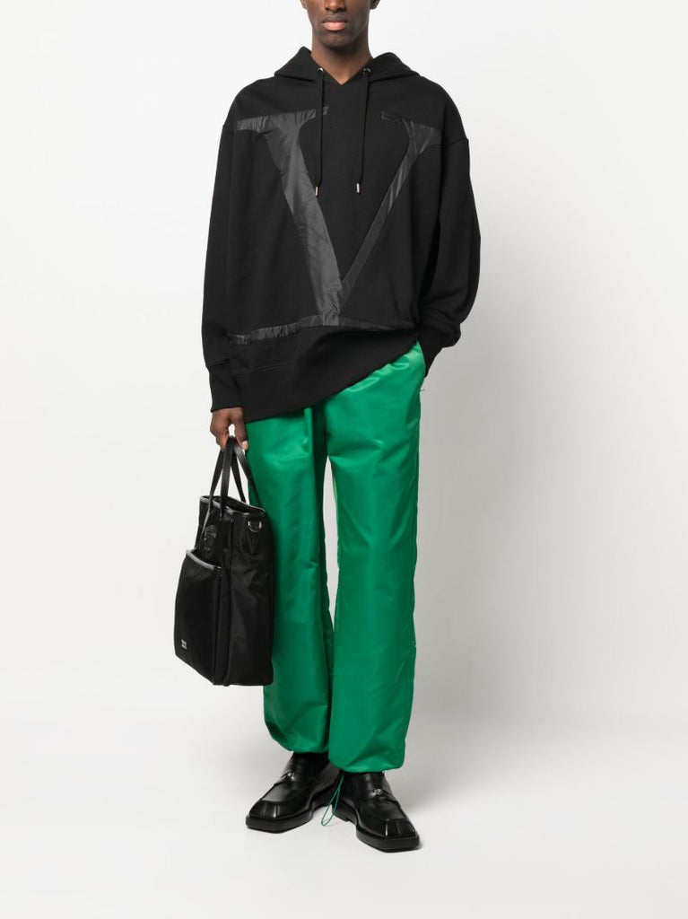 Black Vlogo AplliquÃ_x0083_Â© Cotton Hoodie