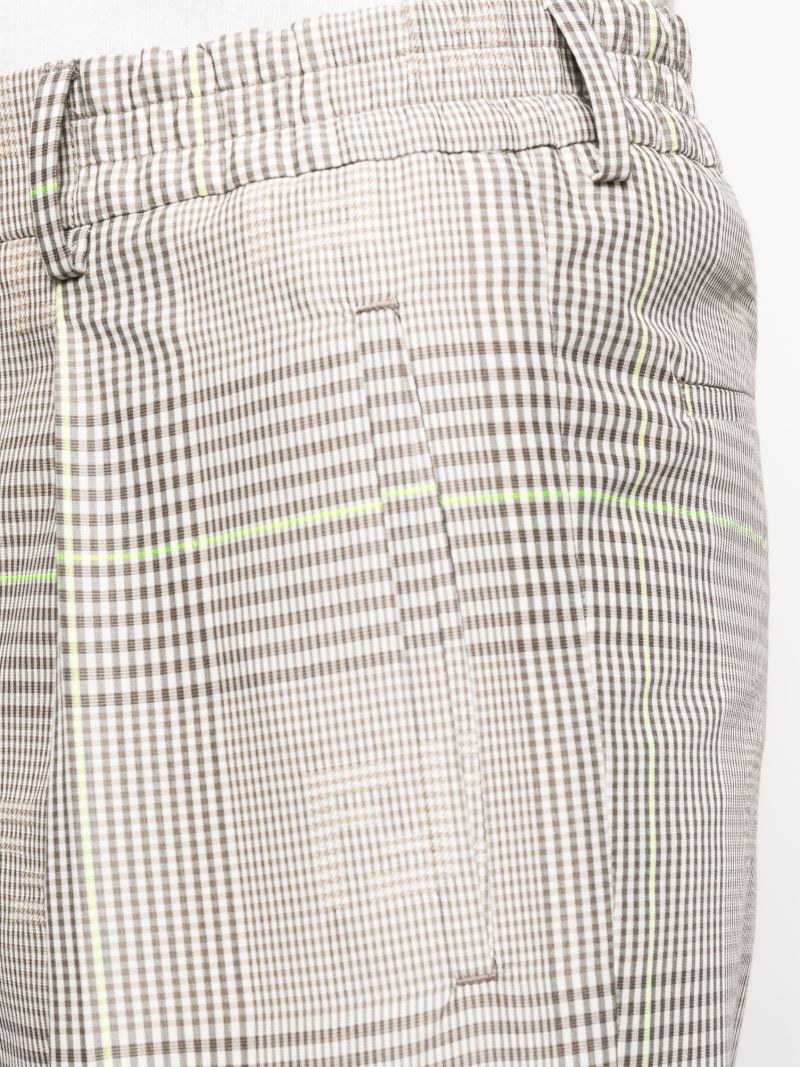 Grey Check Print Straight-leg Trousers