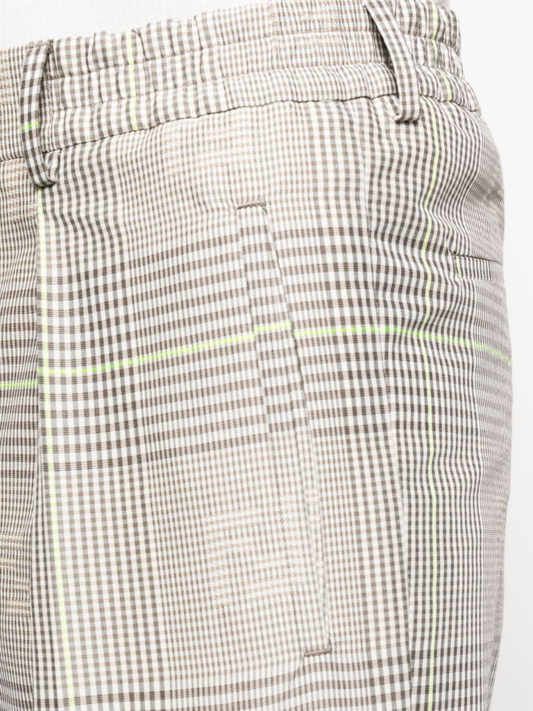 Grey Check Print Straight-leg Trousers