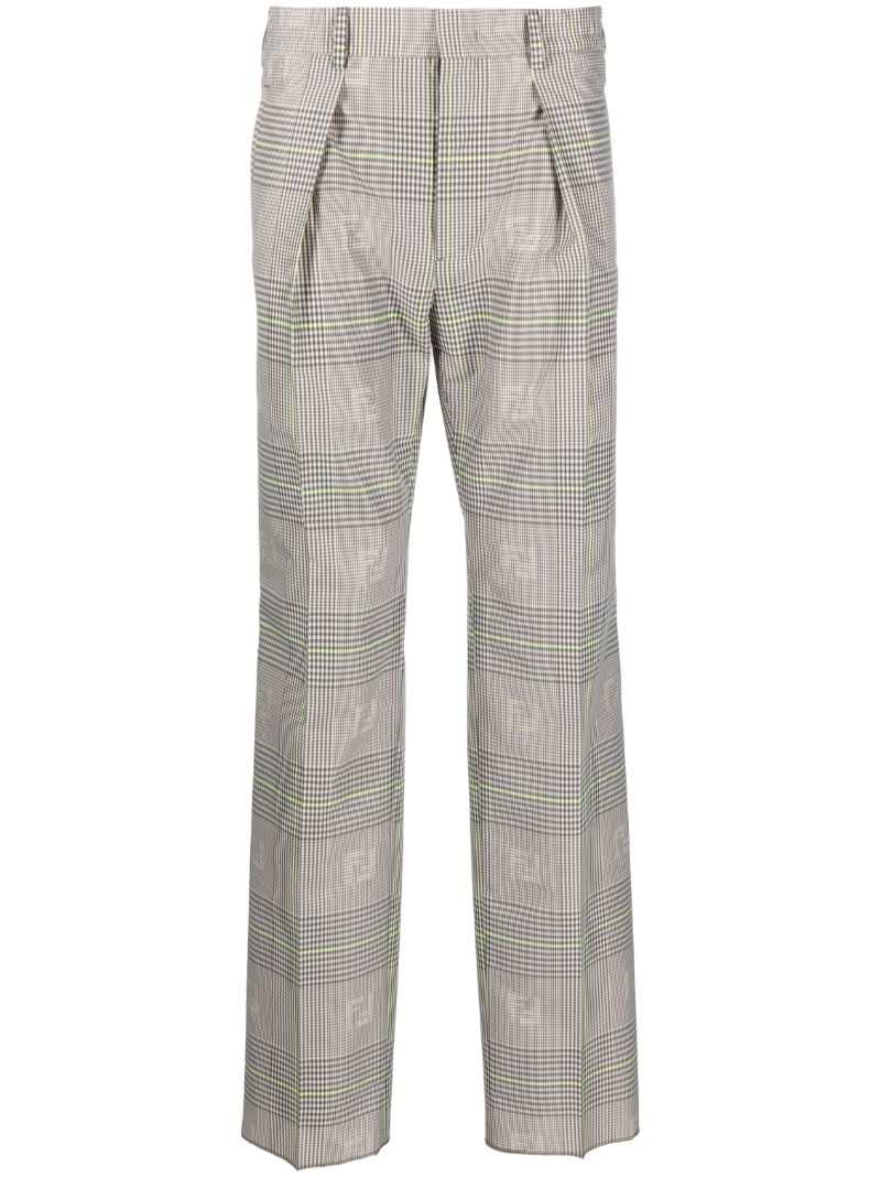 Grey Check Print Straight-leg Trousers