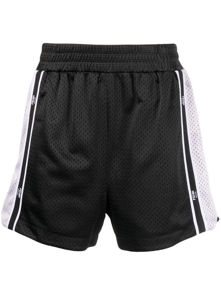 Black Mesh Logo Band Shorts