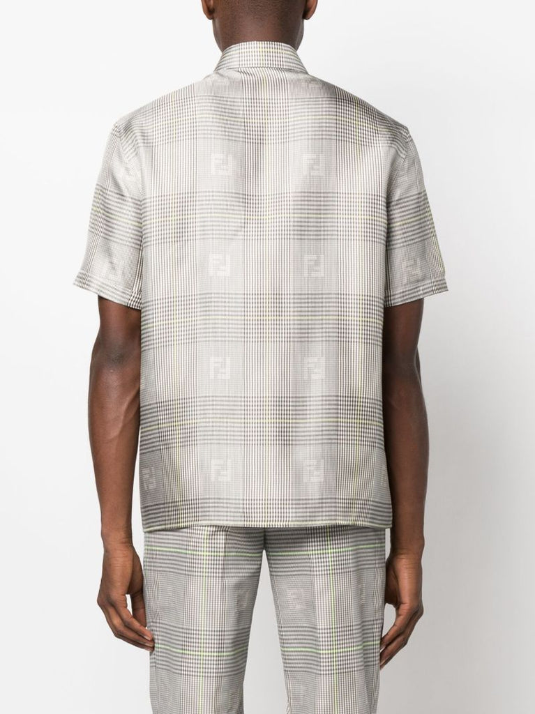 Grey Check Print Silk Shirt
