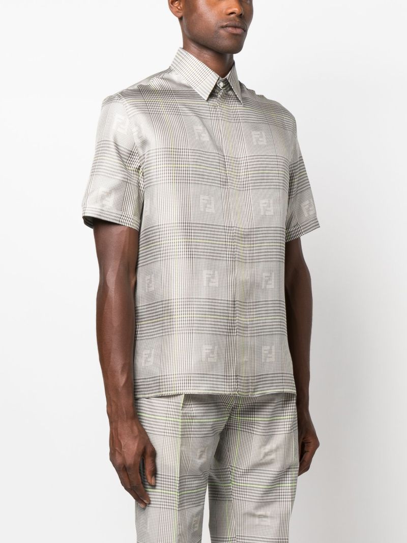 Grey Check Print Silk Shirt