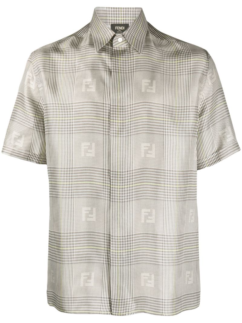 Grey Check Print Silk Shirt