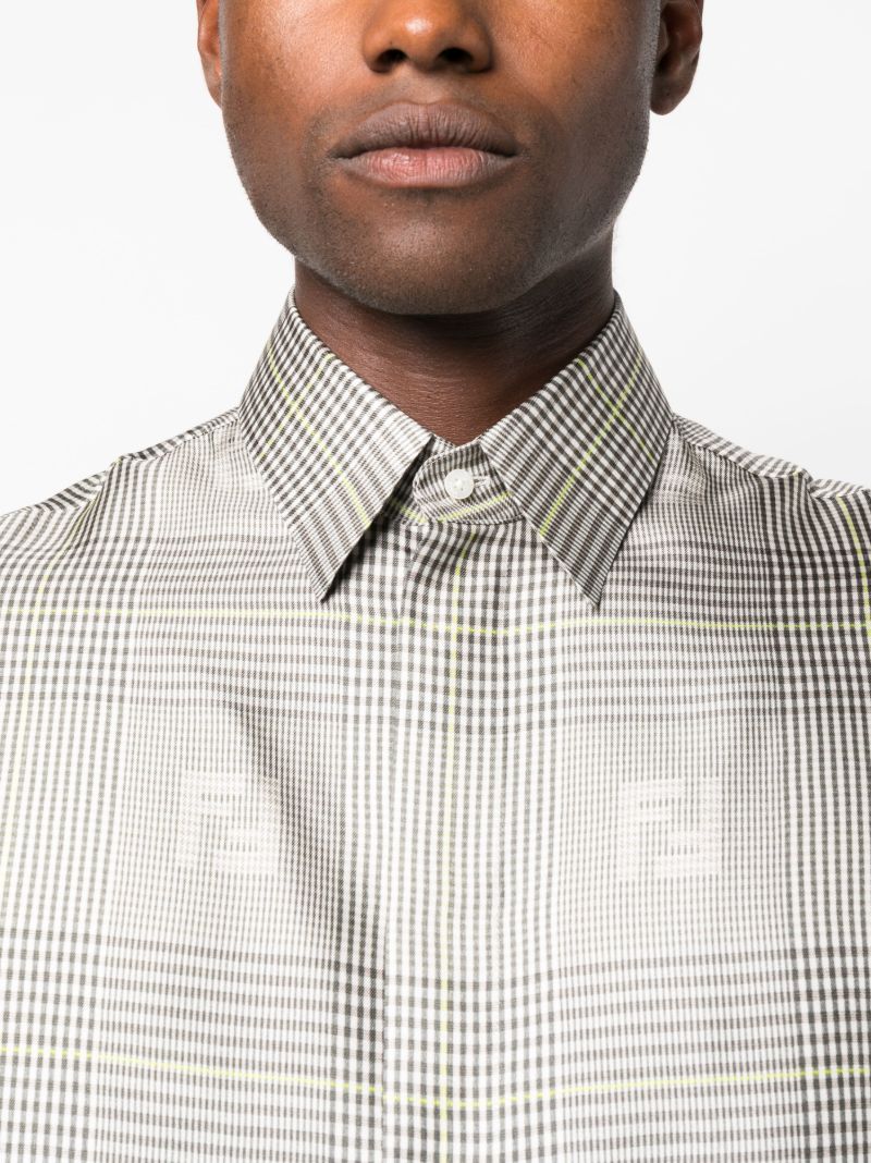 Grey Check Print Silk Shirt