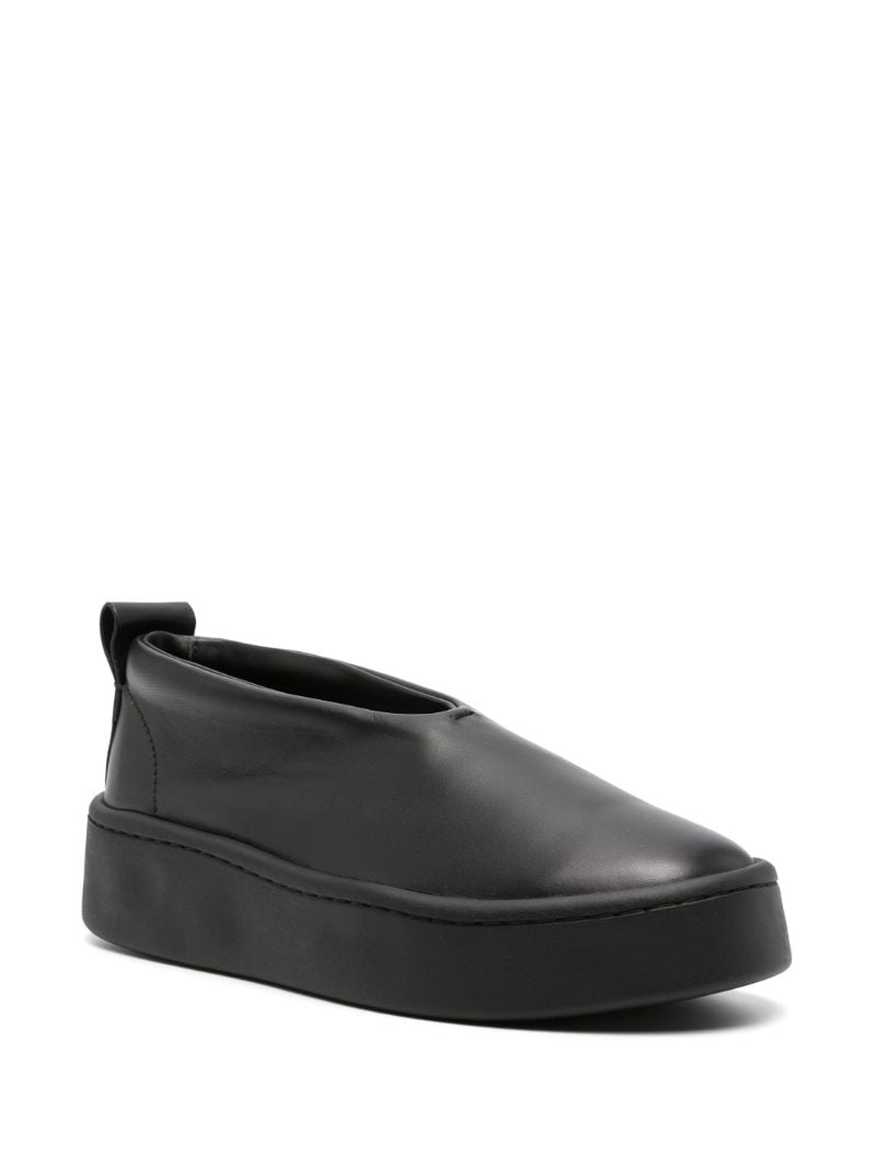 Black Flatform Leather Loafers