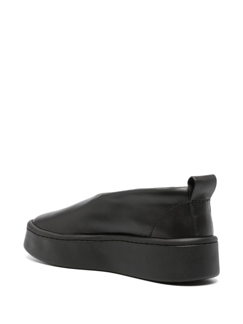 Black Flatform Leather Loafers