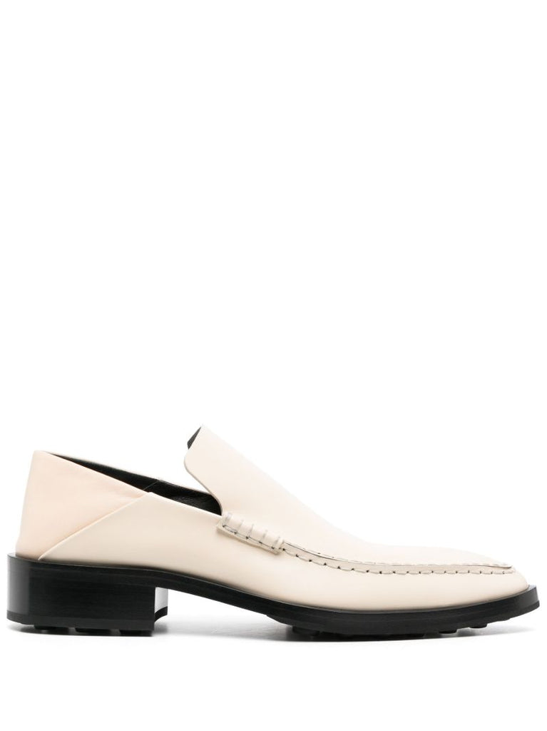 Neutral Pointed Toe Leather Loafers
