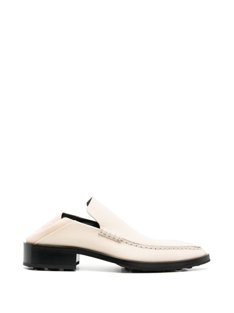 Neutral Pointed Toe Leather Loafers