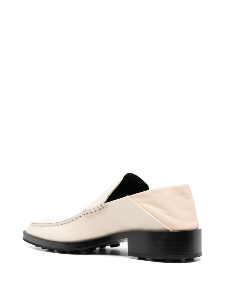 Neutral Pointed Toe Leather Loafers
