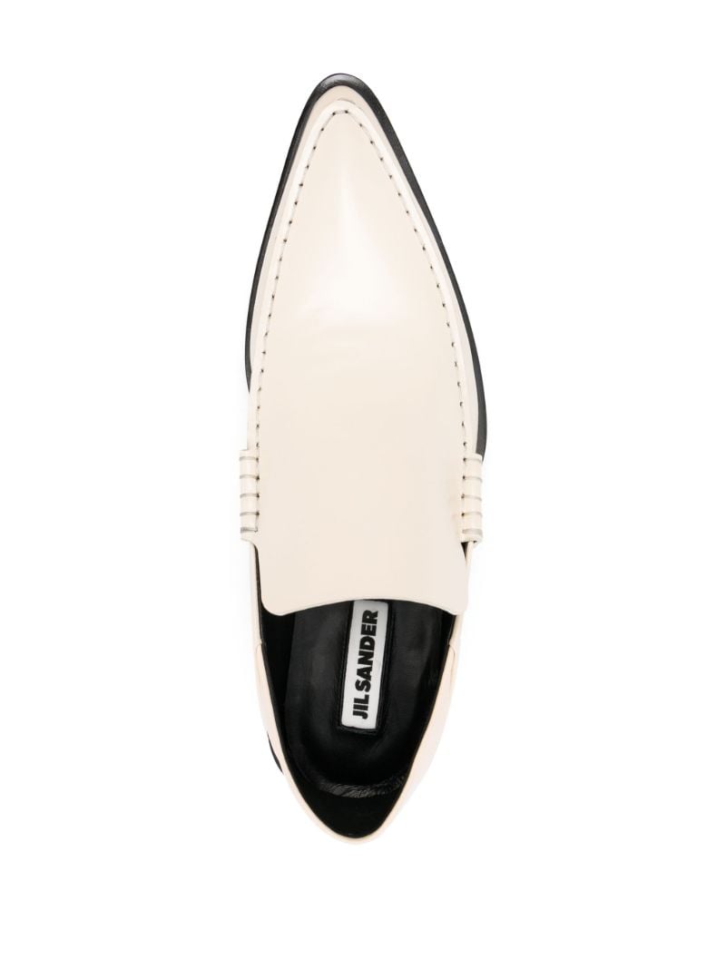 Neutral Pointed Toe Leather Loafers