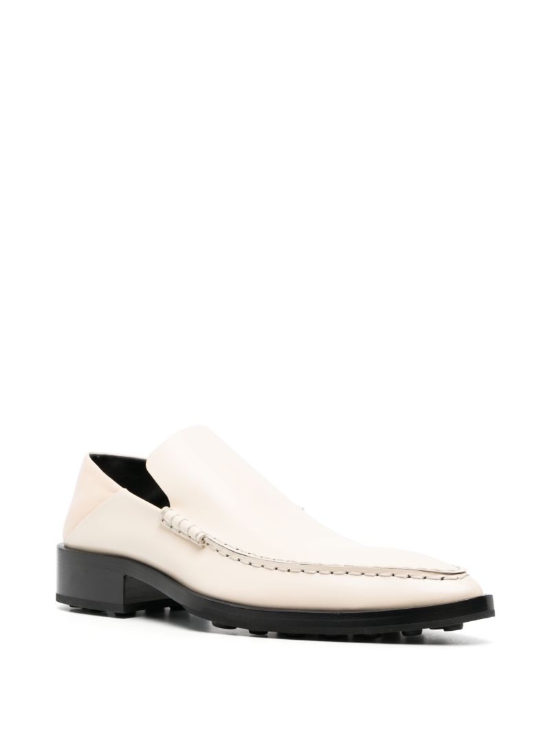 Neutral Pointed Toe Leather Loafers