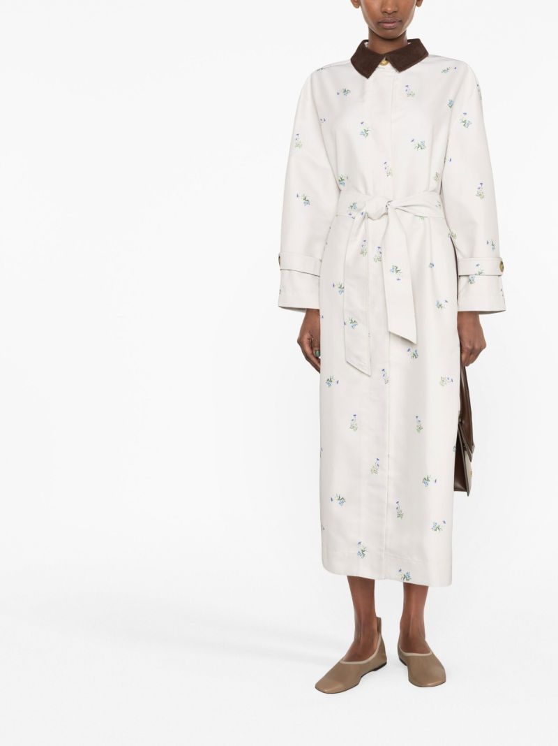 Neutral Yason Floral Print Trench Coat