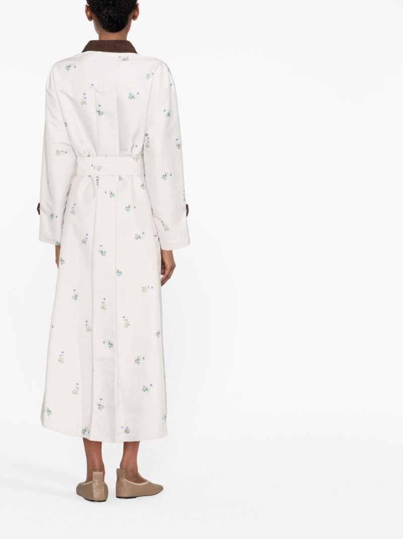 Neutral Yason Floral Print Trench Coat