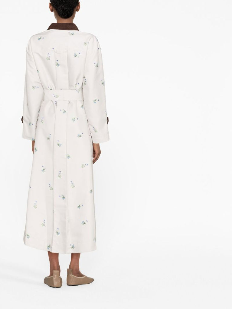Neutral Yason Floral Print Trench Coat