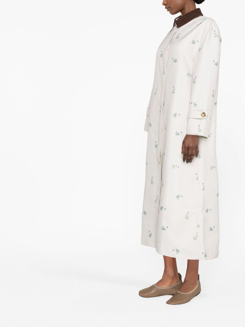 Neutral Yason Floral Print Trench Coat