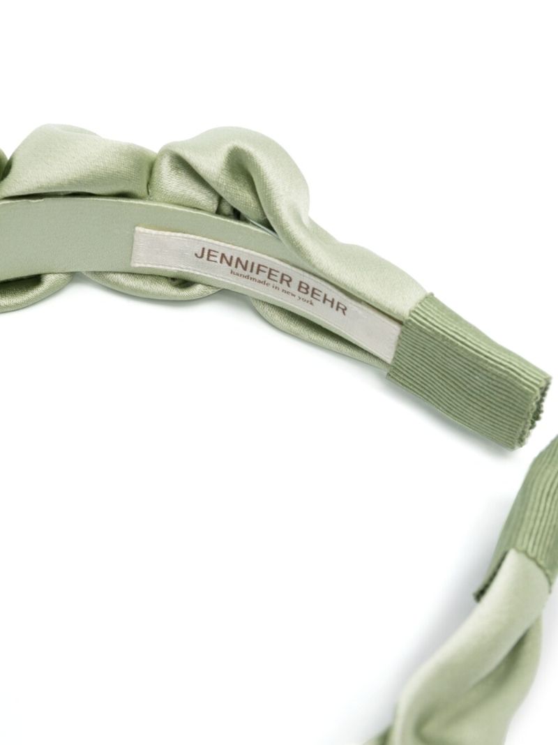 Green Lia Ruffled Satin Headband