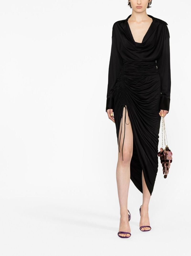 Black Asymmetric Draped Dress