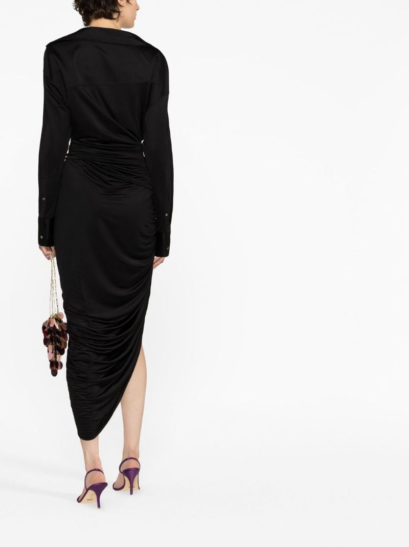 Black Asymmetric Draped Dress