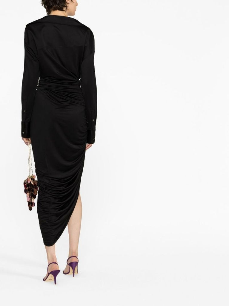 Black Asymmetric Draped Dress