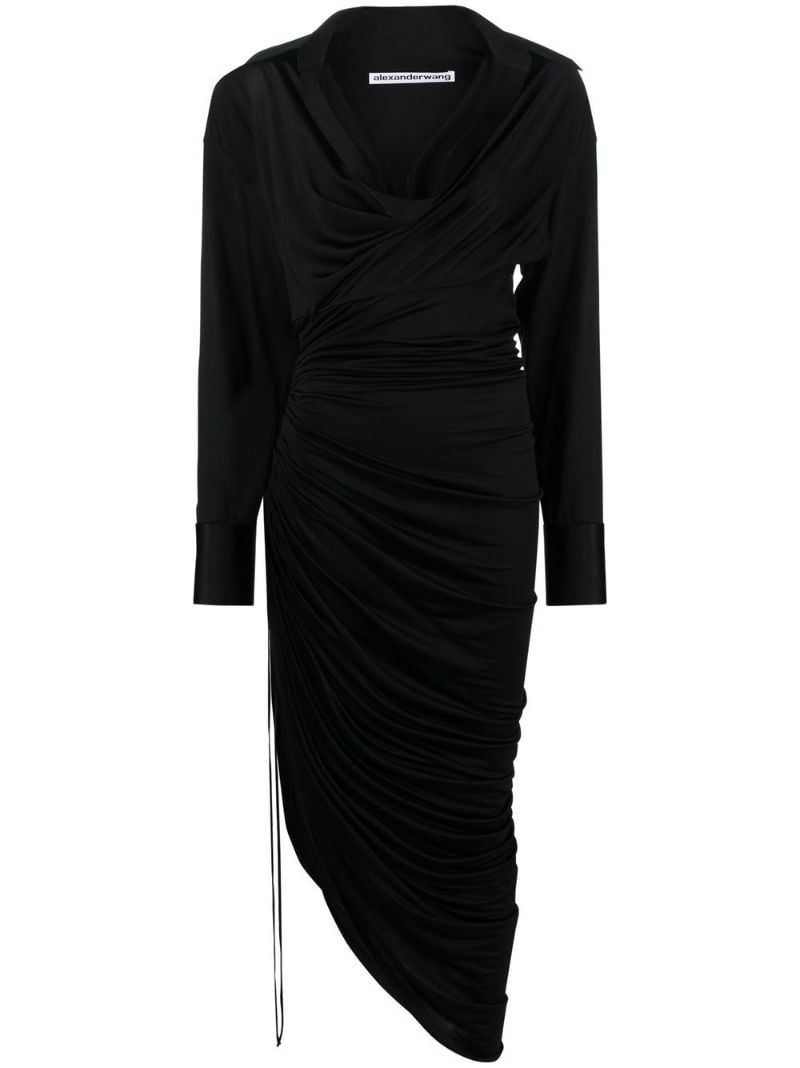 Black Asymmetric Draped Dress