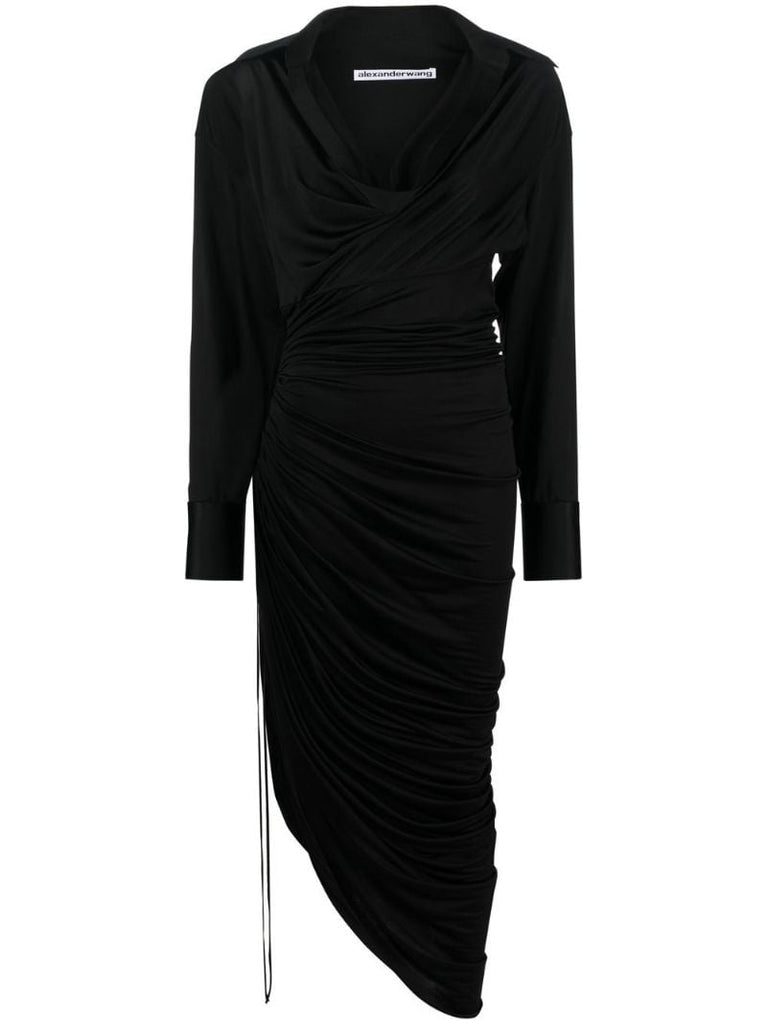 Black Asymmetric Draped Dress