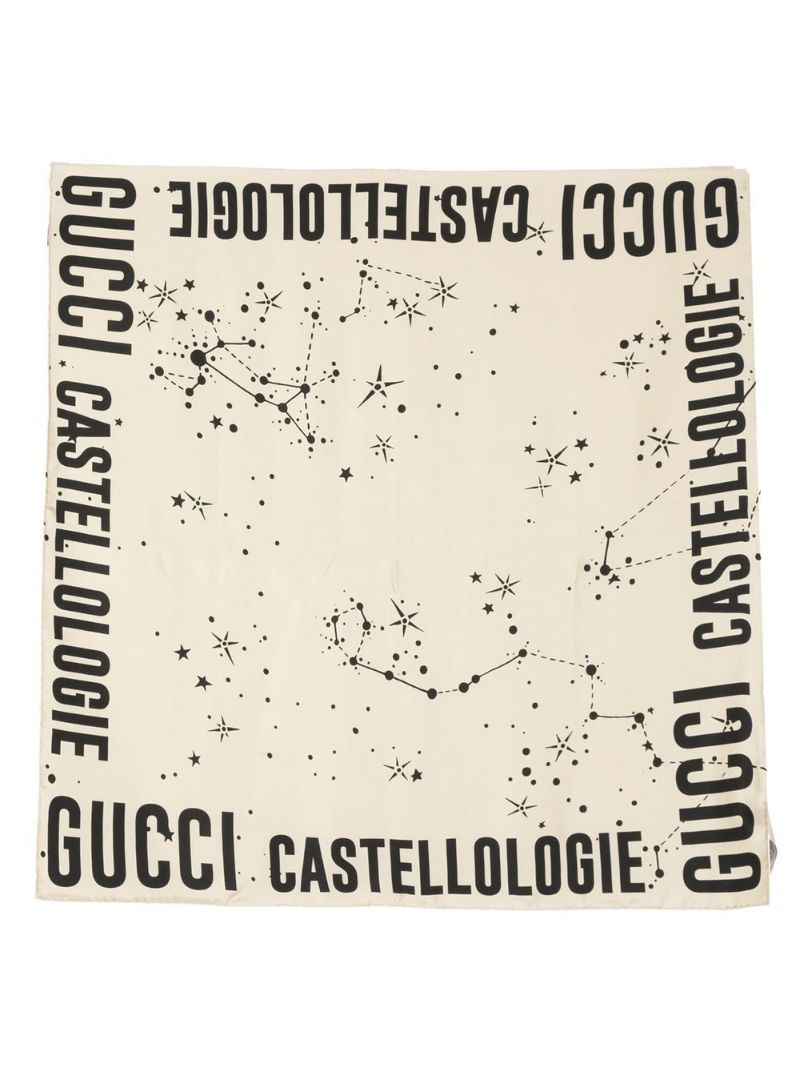 Neutral Castellologie Constellation Print Silk Scarf