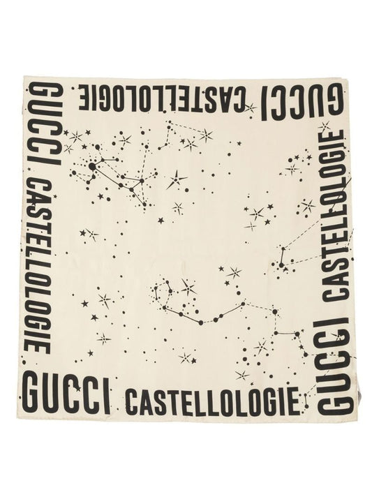 Neutral Castellologie Constellation Print Silk Scarf
