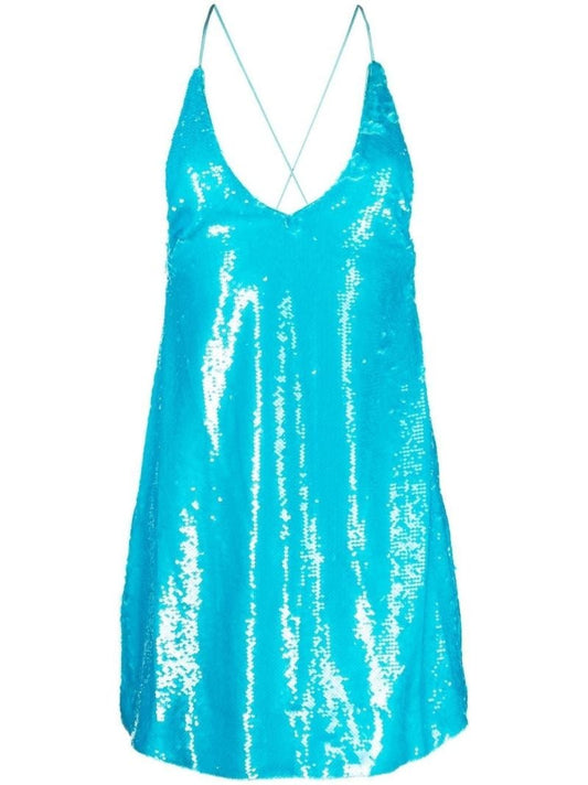 Blue Sequinned Mini Dress