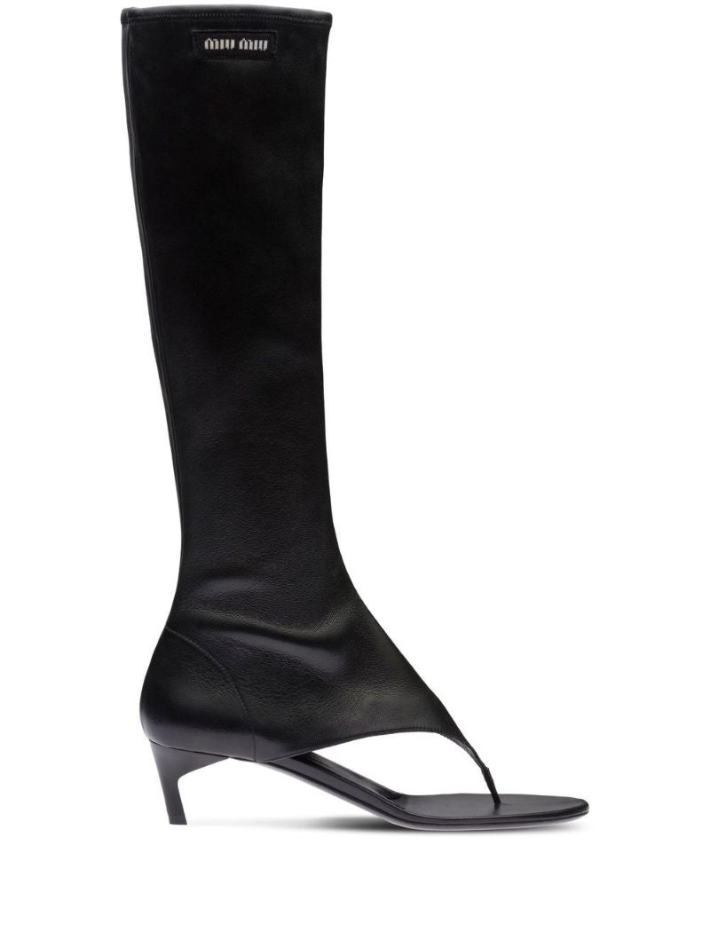 Black 45 Leather Thong Boots