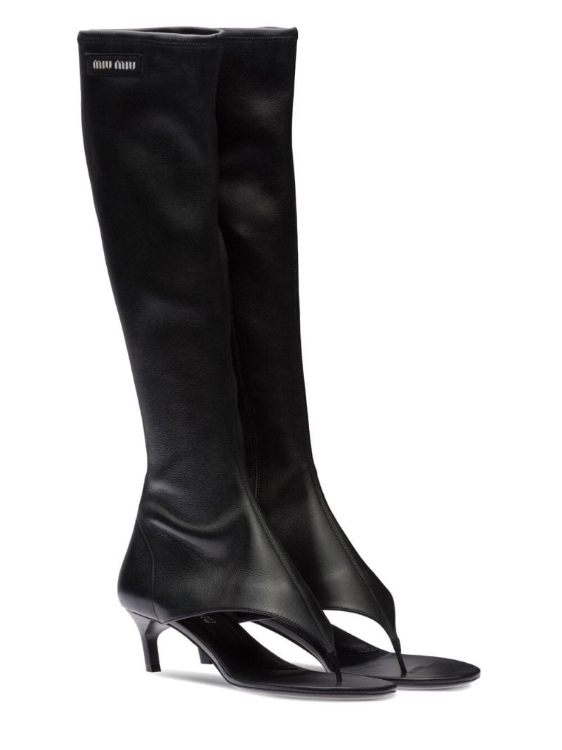 Black 45 Leather Thong Boots