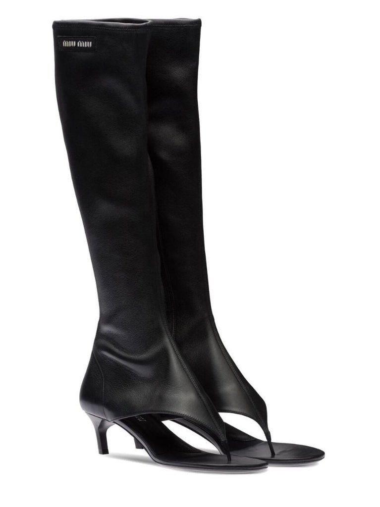 Black 45 Leather Thong Boots