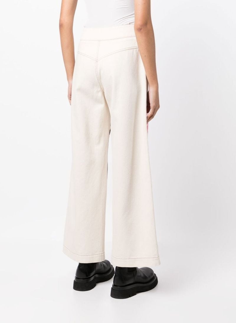 White Organic Cotton Happy Flower Trousers