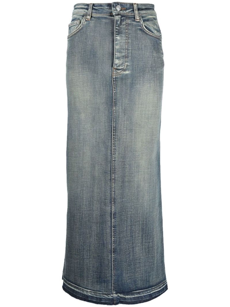 Blue Tint Edge Denim Maxi Skirt