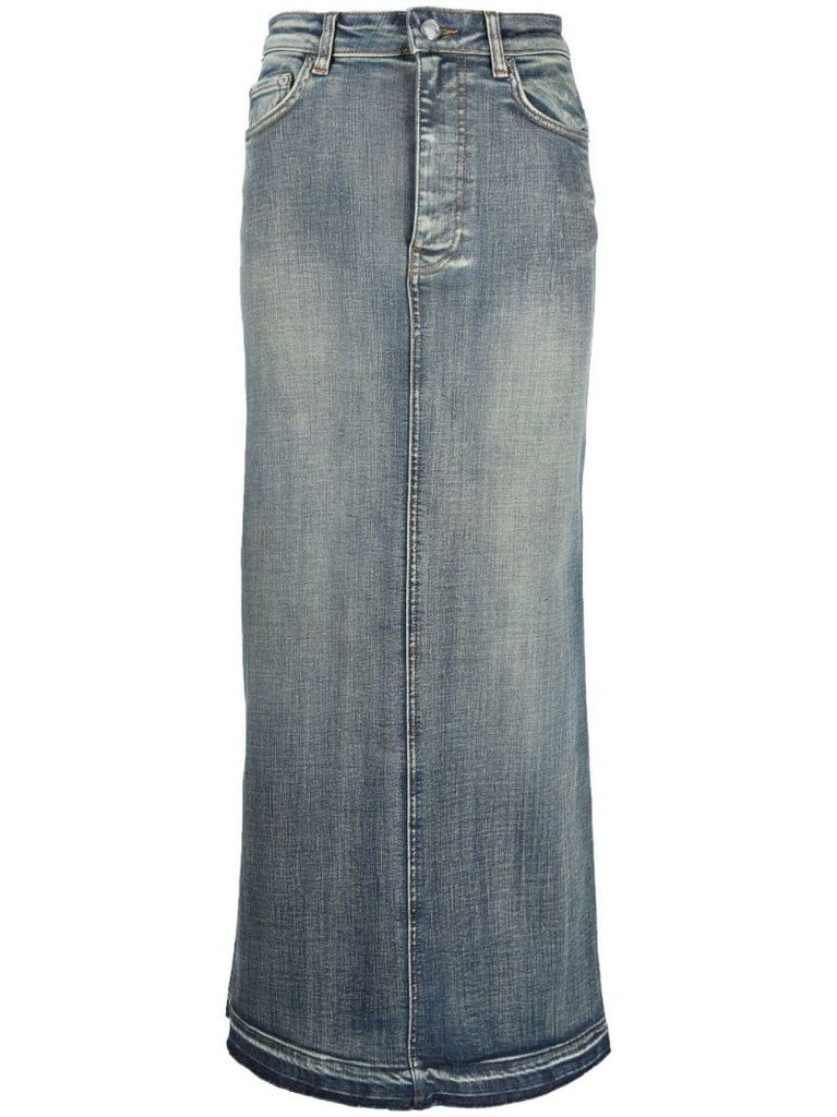 Blue Tint Edge Denim Maxi Skirt