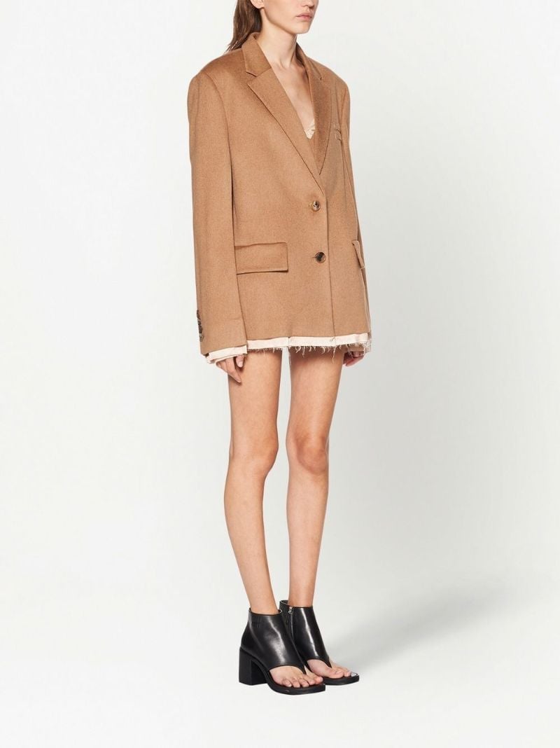 Brown Single Breasted Frayed Blazer